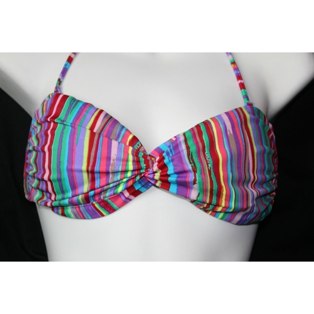 ✨2/$20 Victoria's Secret Striped Halter Bikini Swim Top Multi Size Medium HW6010 - Picture 3 of 6